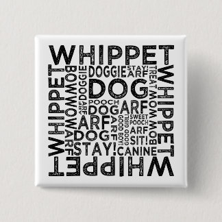 Whippet Typography 2 Inch Square Button