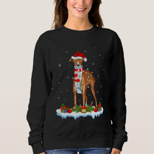 Whippet Xmas Lighting Snow Santa Hat Whippet Chri Sweatshirt