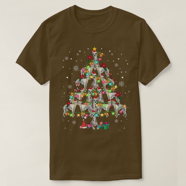 Whippets Christmas Tree Funny Whippets Lover Chris T-Shirt (Design Front)