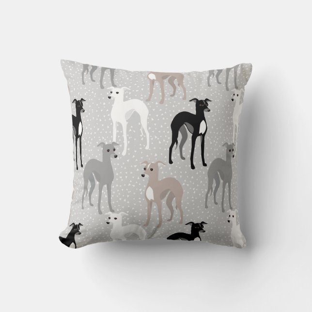 Whippets or Italian Greyhounds Retro Pattern Throw Throw Pillow (Front)