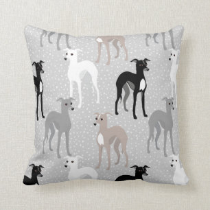 Whippets or Italian Greyhounds Retro Pattern Throw Throw Pillow