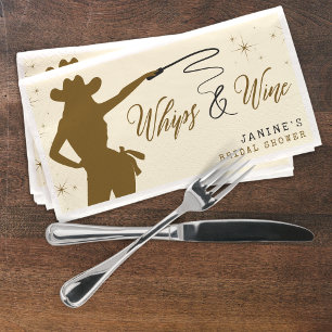 Whips & Wine Cowgirl Bridal Shower Napkin