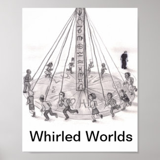 Whirled Worlds. People Running Around Astrology Poster