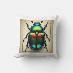 Whirligig Beetle 060824IREF245 - Watercolor Throw Pillow