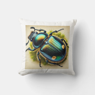 whirligig beetle 151024IREF204 - Watercolor Throw Pillow