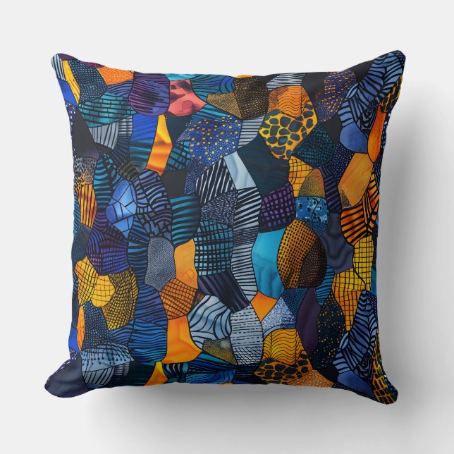 Whirling African Circles Throw Pillow (Front)
