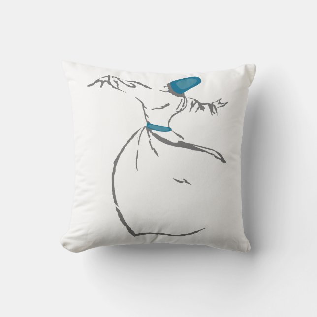 Whirling Dervish cushion - Turquoise (Front)