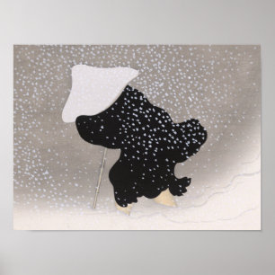 Whirling Snow Japanese Woodblock Print