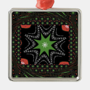 Whirling stars background metal ornament