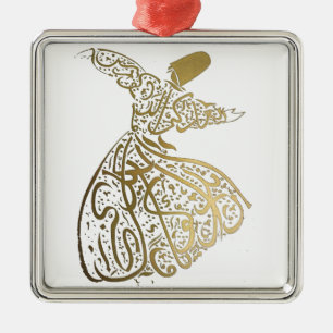Whirling Sufi Dervish Metal Ornament