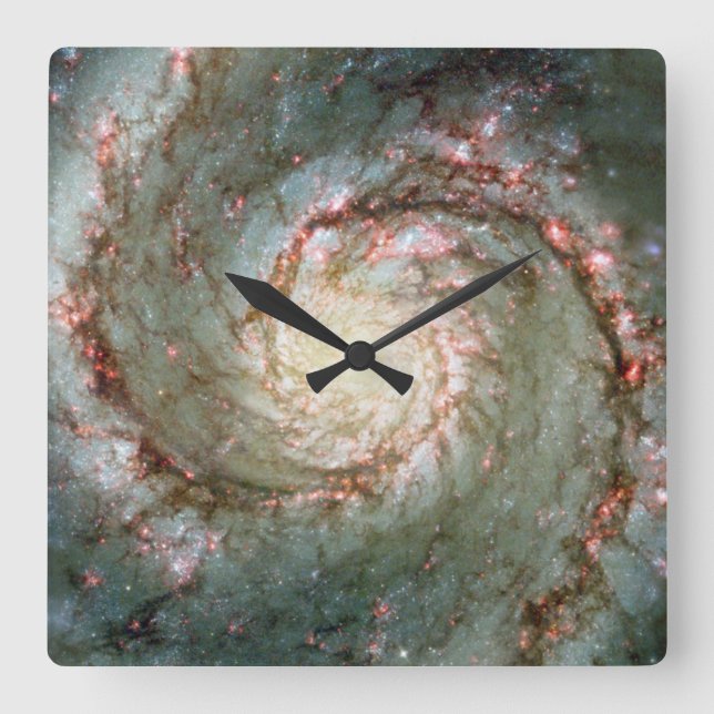 Whirlpool Galaxy Square Wall Clock (Front)