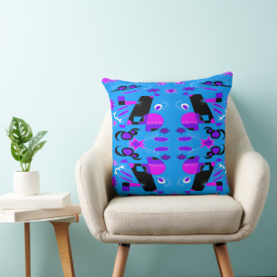 Whirlpool Weather Blue Lilac Pink Black White Throw Pillow