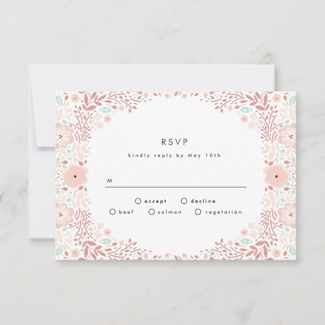 Whirlwind Floral Wedding RSVP Card (Front)