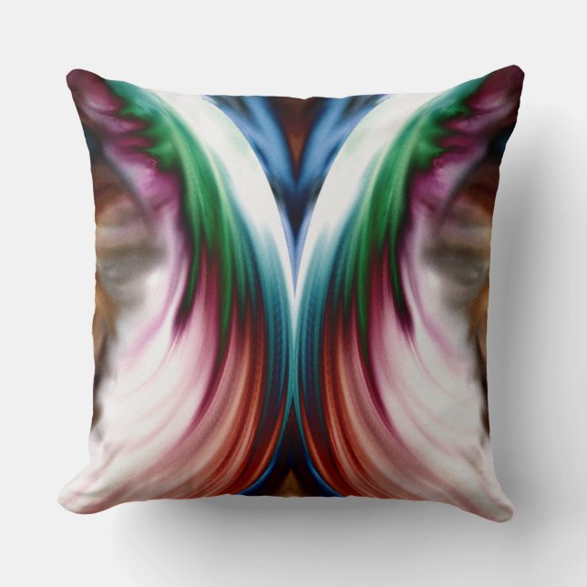 Whirlwind Rainbow Golden Snow Mirror Throw Pillow (Front)