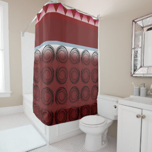 Whirlwind Ruby: Modern Geometric Shower Curtain