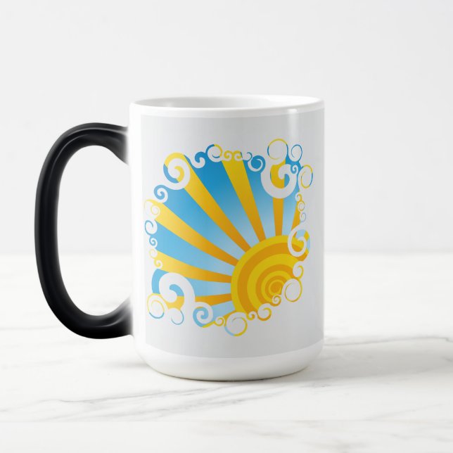 Whirly Clouds Over Sun Burst Magic Mug (Left)