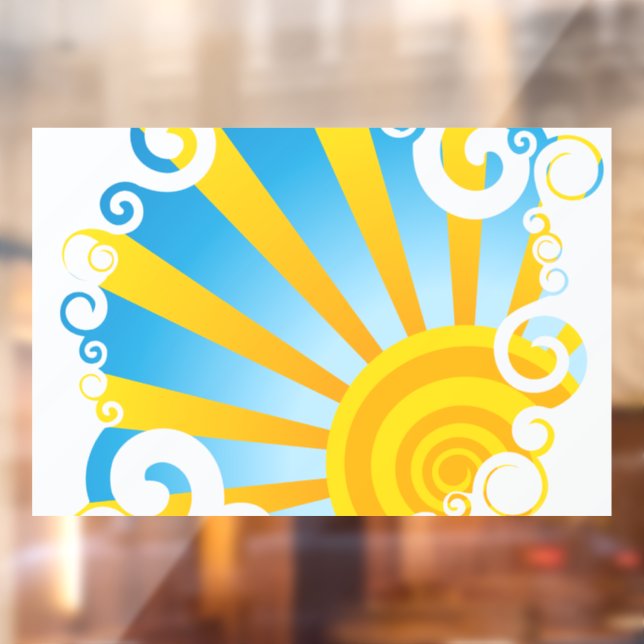 Whirly Clouds Over Sun Burst Window Cling (Sheet 2)