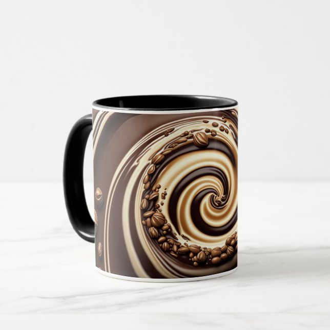 whirpool of chocolate, coffee and cream design mug (Front Left)