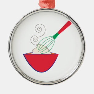 Whisk and Bowl Metal Ornament