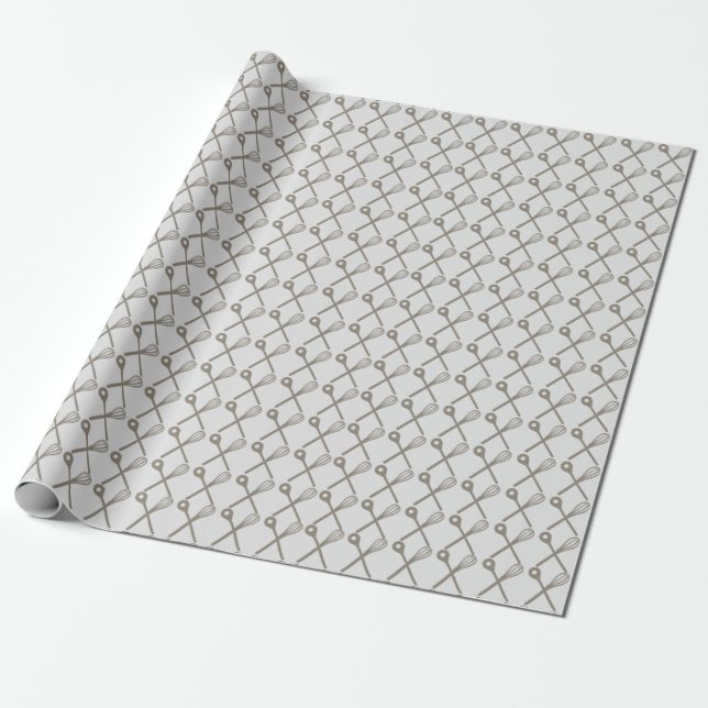 Whisk and Cooking Spoon Pattern for Kitchen Chefs Wrapping Paper (Unrolled)
