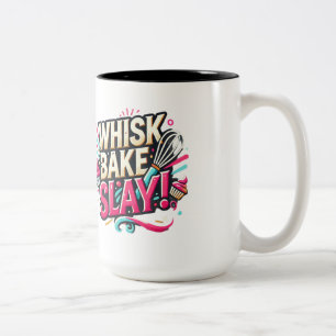 Whisk, Bake, Slay: Cake Designer Two-Tone Coffee Mug