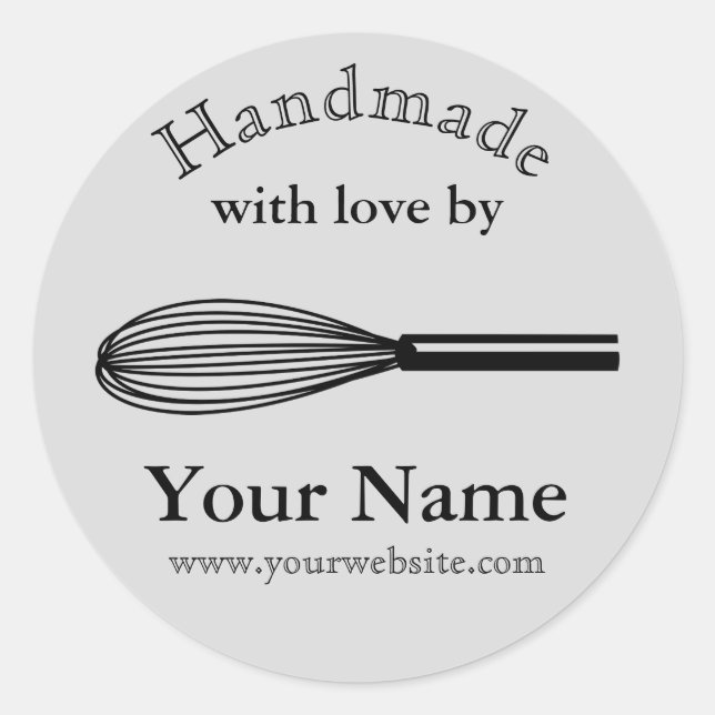 Whisk Baking Sticker Handmade by Your Name Kitchen (Front)