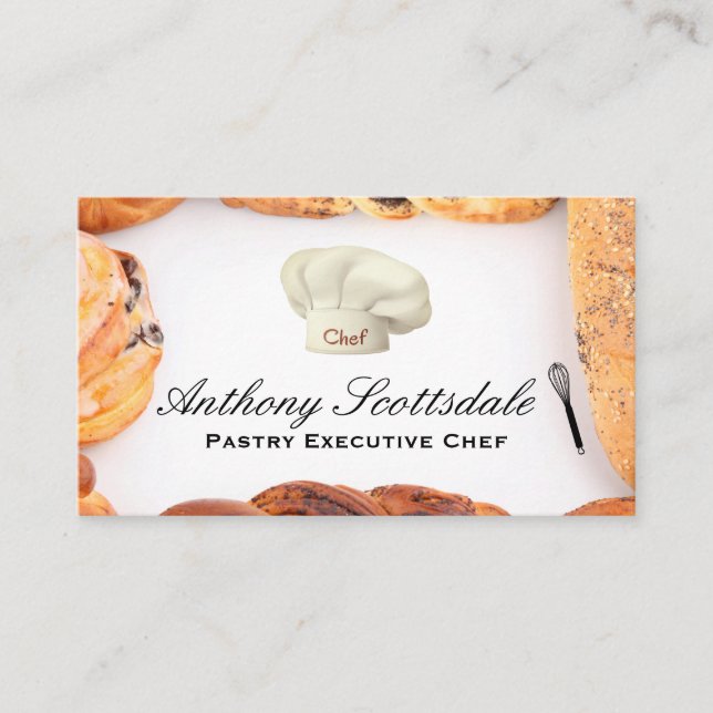 Whisk Chef Icon Icon | Pastries Business Card (Front)