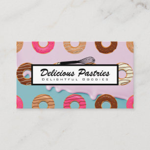 Whisk   Doughnuts   Icing Background Business Card