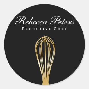 Whisk (gold)   Culinary Master Classic Round Sticker