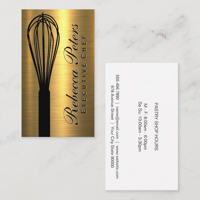 Whisk | Gold Metallic Background Business Card (Front/Back)