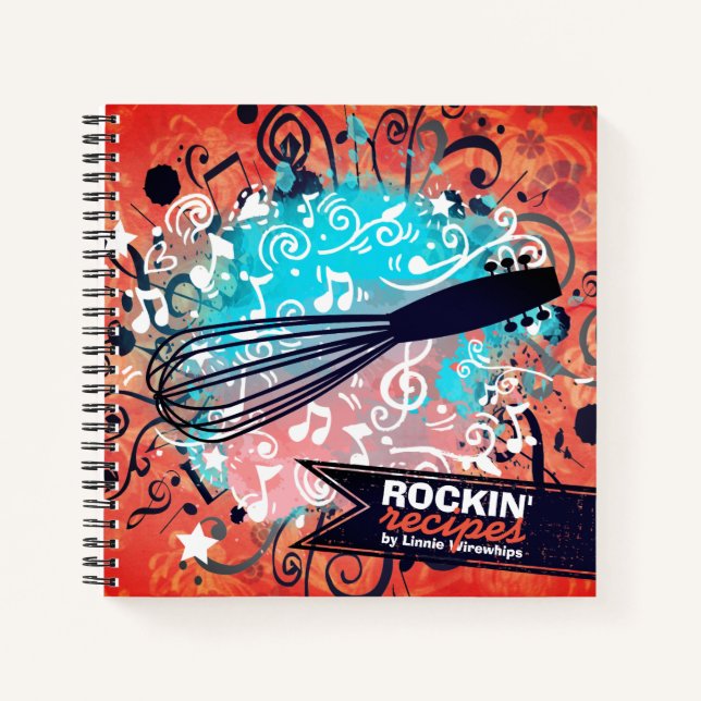 Whisk guitar rock n roll personalized recipe notebook (Front)