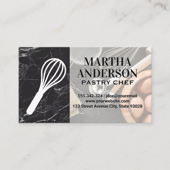 Whisk Logo | Baking Ingredients and Tools Business Card (Front)