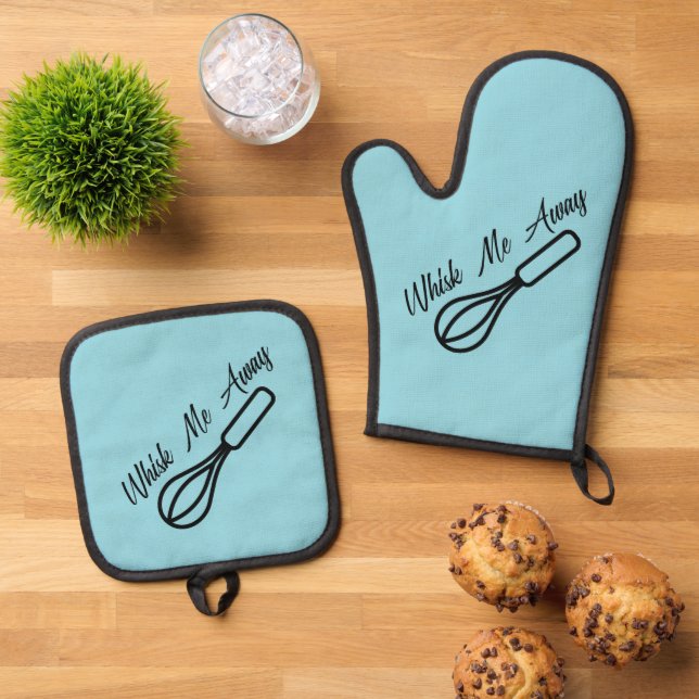 Whisk Me Away Oven Mitt & Pot Holder Set (Top Down)
