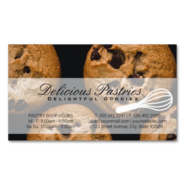 Whisk | Pastry Chef | Cookies Magnetic Business Card (Front)
