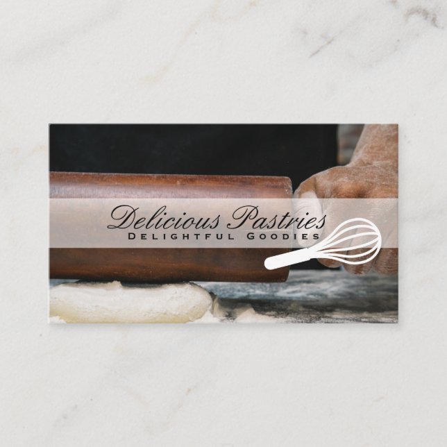 Whisk | Pastry Chef | Dough | Rolling Pin Business Card (Front)