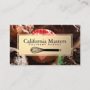 Whisk   Pastry Doughnuts   Gold Frame Business Card