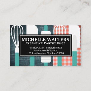 Whisk Spatula Rolling Pin Picnic Table Backgroun Business Card