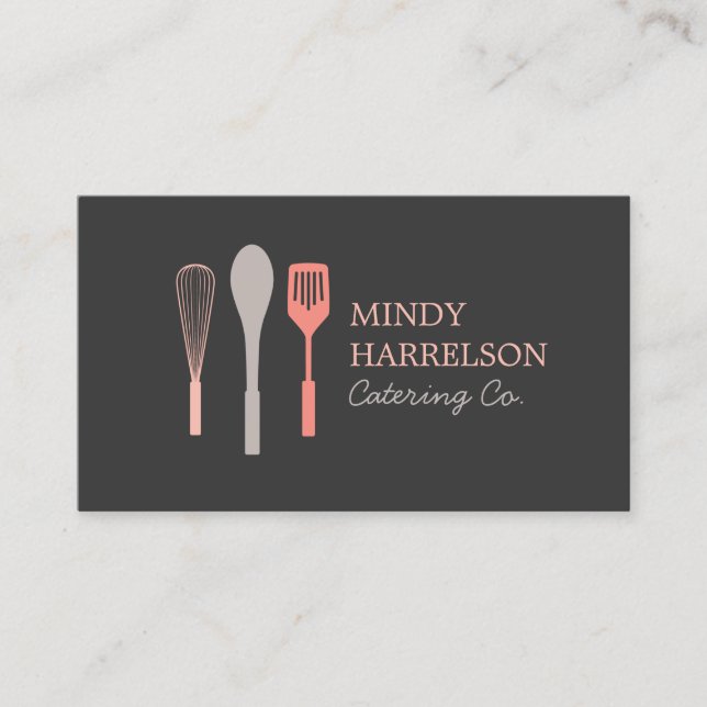 WHISK SPOON SPATULA LOGO IV for Bakery, Catering Business Card (Front)