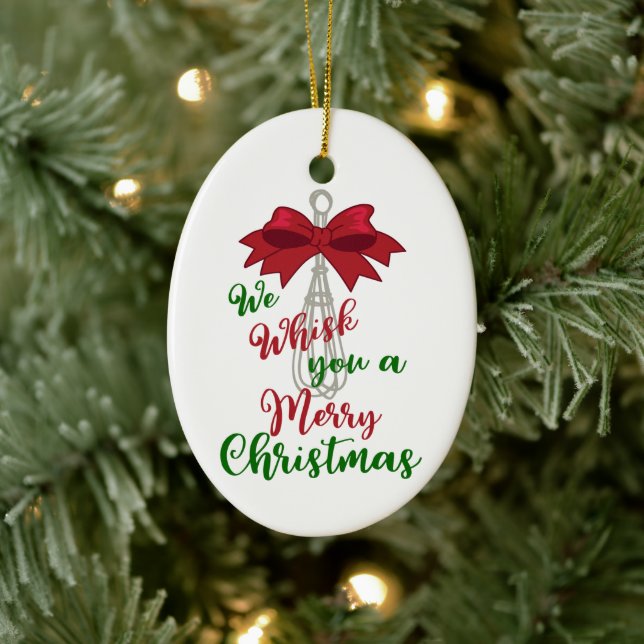 Whisk You Merry Christmas Ceramic Ornament (Tree)