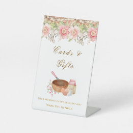 Whisked Away Bridal Shower Cards & Gifts Pedestal Sign