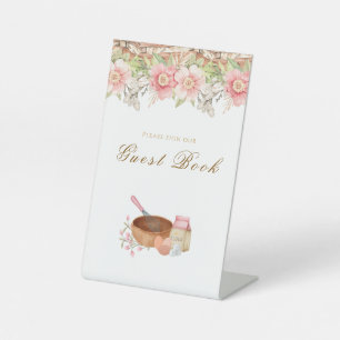 Whisked Away Bridal Shower Guest Book Pedestal Sign