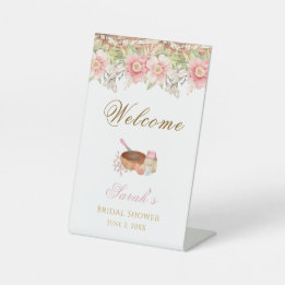 Whisked Away Bridal Shower Welcome Pedestal Sign