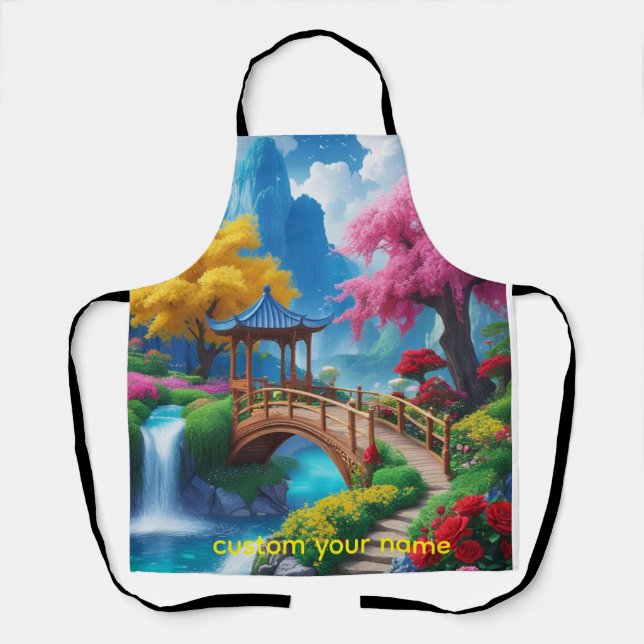 “Whisked Away – Fantasy Turquoise River ” Apron (Front)