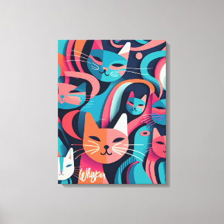 "Whisker" Abstract Vector Cats Canvas Print