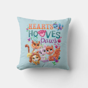 Whisker Haven   Hearts Hooves Paws Graphic Throw Pillow