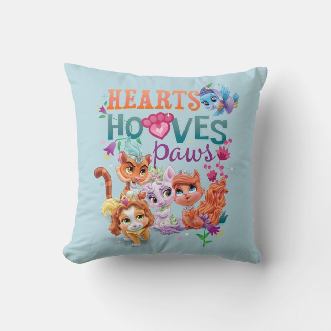 Whisker Haven | Hearts Hooves Paws Graphic Throw Pillow (Front)