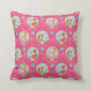 Whisker Haven Hearts Hooves Paws Pattern Throw Pillow