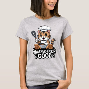 Whisker-Lickin’ Good Funny Cooking Tabby Cat Baker T-Shirt