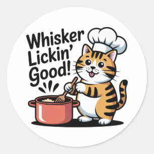 Whisker Lickin’ Good Sticker Cute Chef Cat Cooking