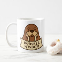 Whisker Wisdom Cute Jovial Walrus Mascot Cartoon